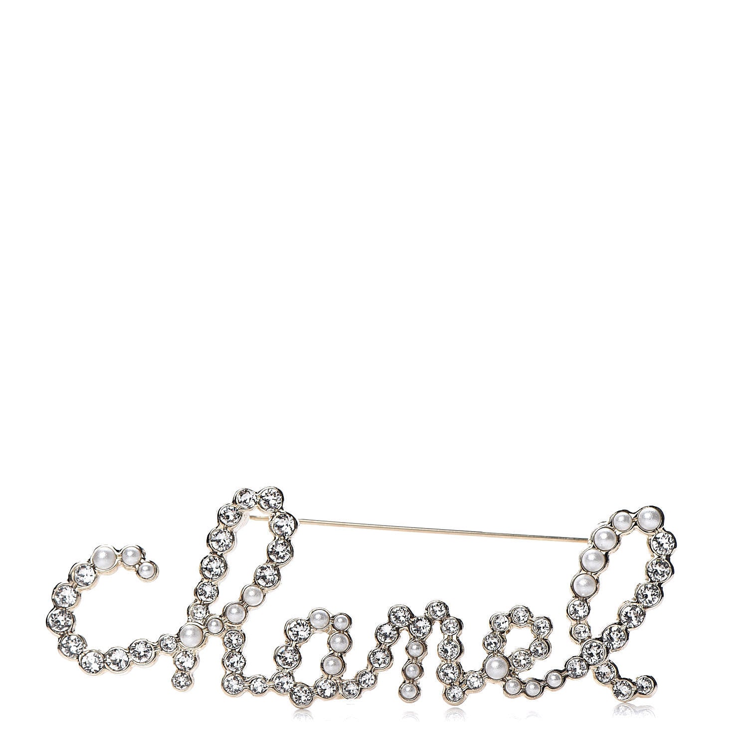 Chanel Metal Glass Swirling Pearls Brooch Pin Gold 1 of 5
