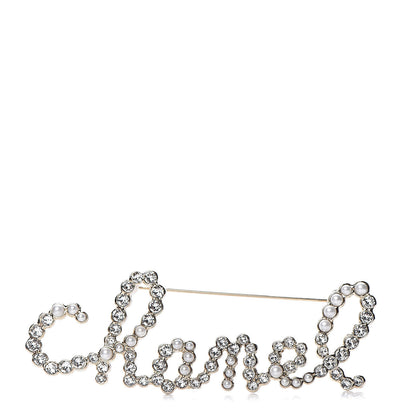 Chanel Metal Glass Swirling Pearls Brooch Pin Gold 1 of 5