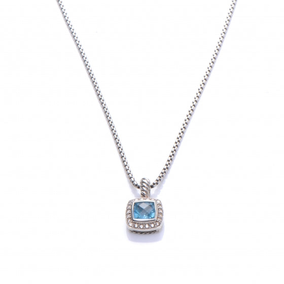 Sterling Silver Pave Diamond Topaz Albion Necklace