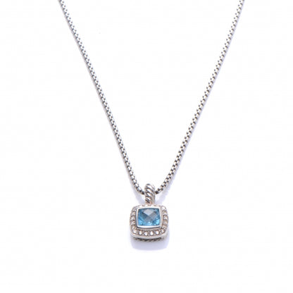 David Yurman Sterling Silver Pave Diamond Topaz Albion Necklace 1 of 6