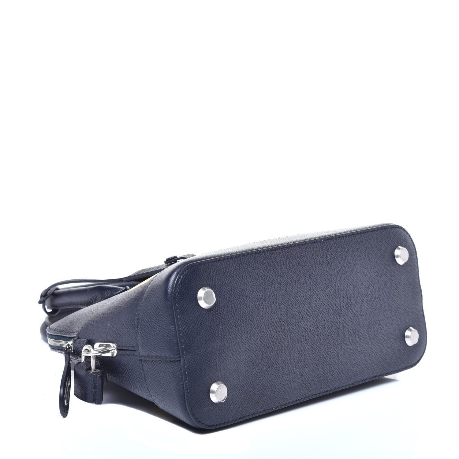 Balenciaga Signature Grained Calfskin Logo S Ville Top Handle Bag Bleu Tempete Jaune 4 of 8