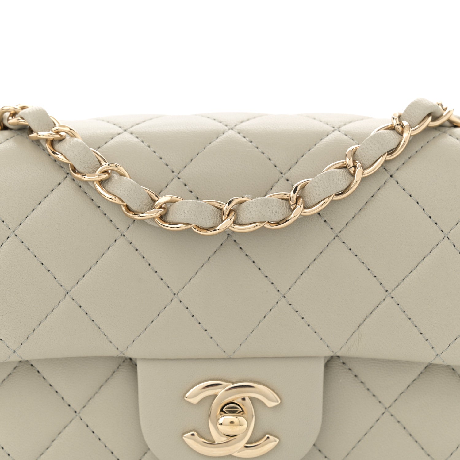 Chanel Lambskin Quilted Mini Rectangular Flap Grey 8 of 11
