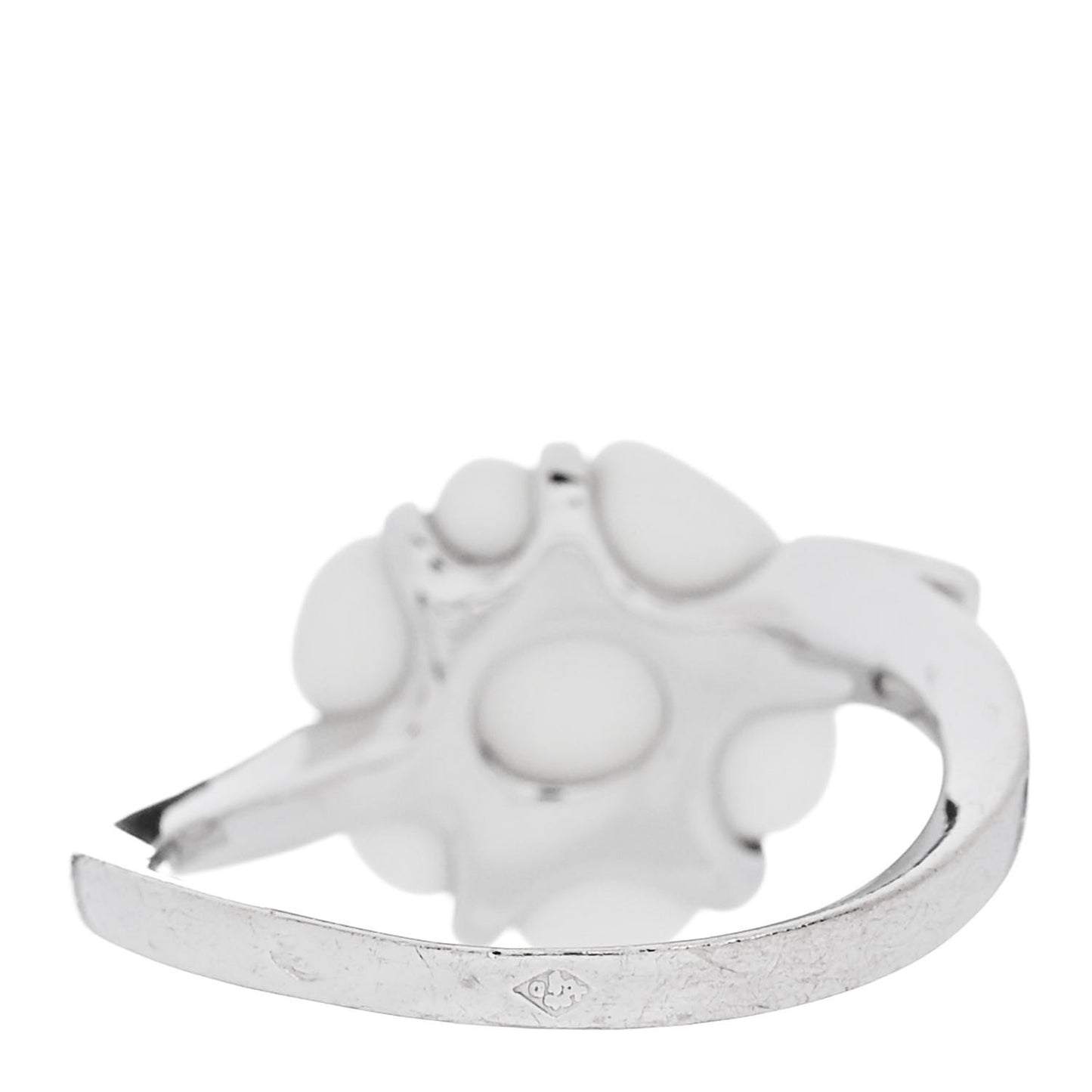 18K White Gold Diamond Agate Camellia Ring 52 6