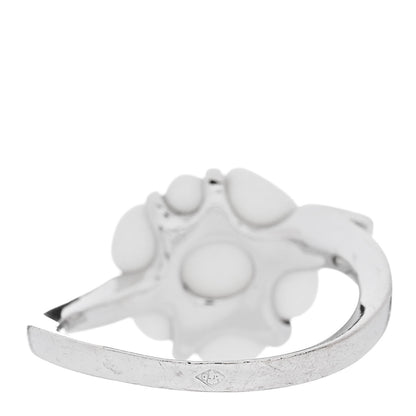 Chanel 18K White Gold Diamond Agate Camellia Ring 52 6 4 of 6