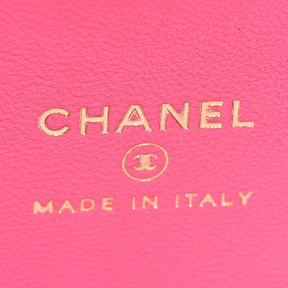 Chanel Lambskin Enamel Quilted Small Coco Hearts Vanity Case With Chain Pink 6 of 10