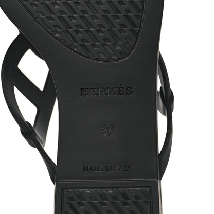 Hermes Rubber Womens Egerie Sandals 36 Black 6 of 9