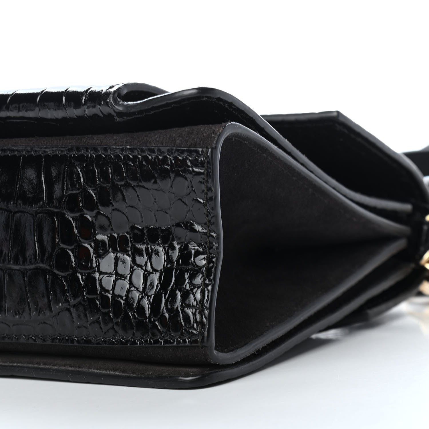 Givenchy Calfskin Crocodile Embossed Suede Small GV3 Shoulder Bag Black 8 of 8