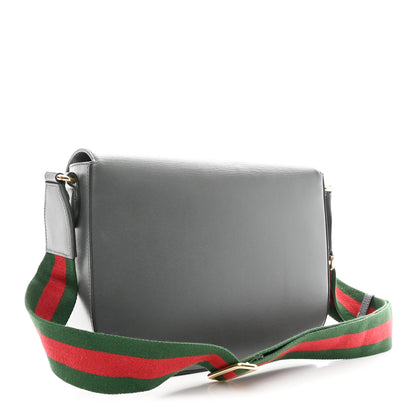 Gucci Azalea Calfskin Web Horsebit 1955 Shoulder Bag Graphite Grey 2 of 9