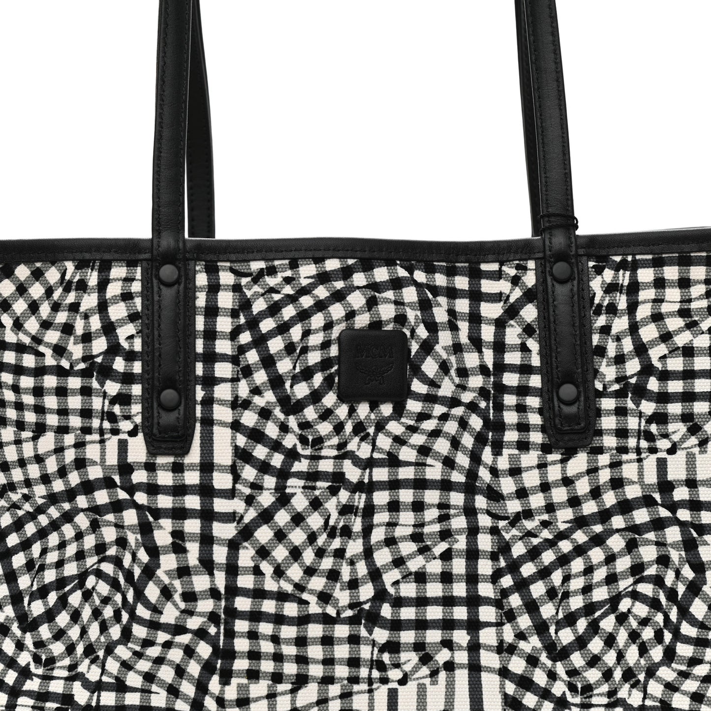 Visetos Calfskin Motif Rombi Lion Printed Reversible Shopper Tote White
