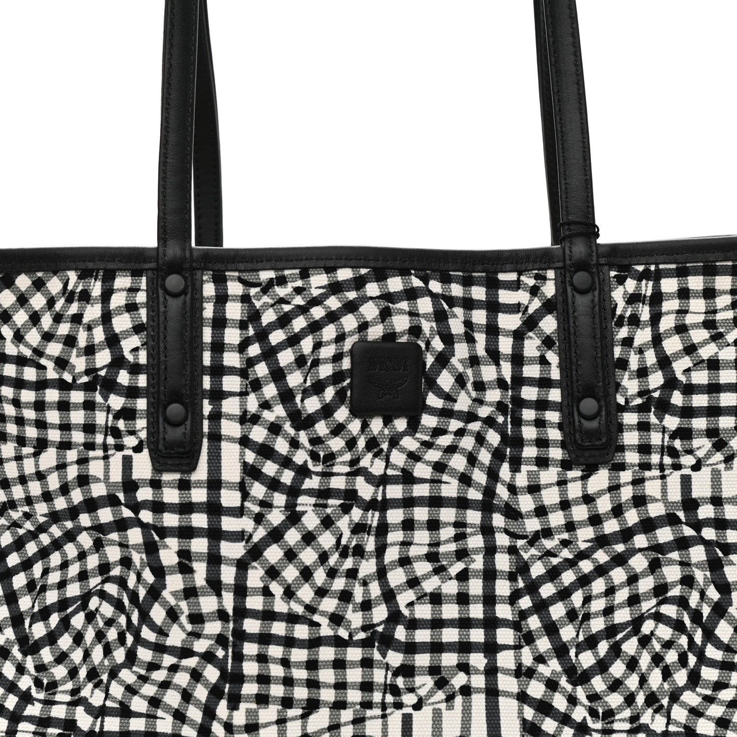 MCM Visetos Calfskin Motif Rombi Lion Printed Reversible Shopper Tote White 10 of 16