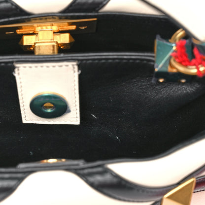 Valentino Garavani Nappa Small Roman Stud The Handle Bag Ivory Black 10 of 10