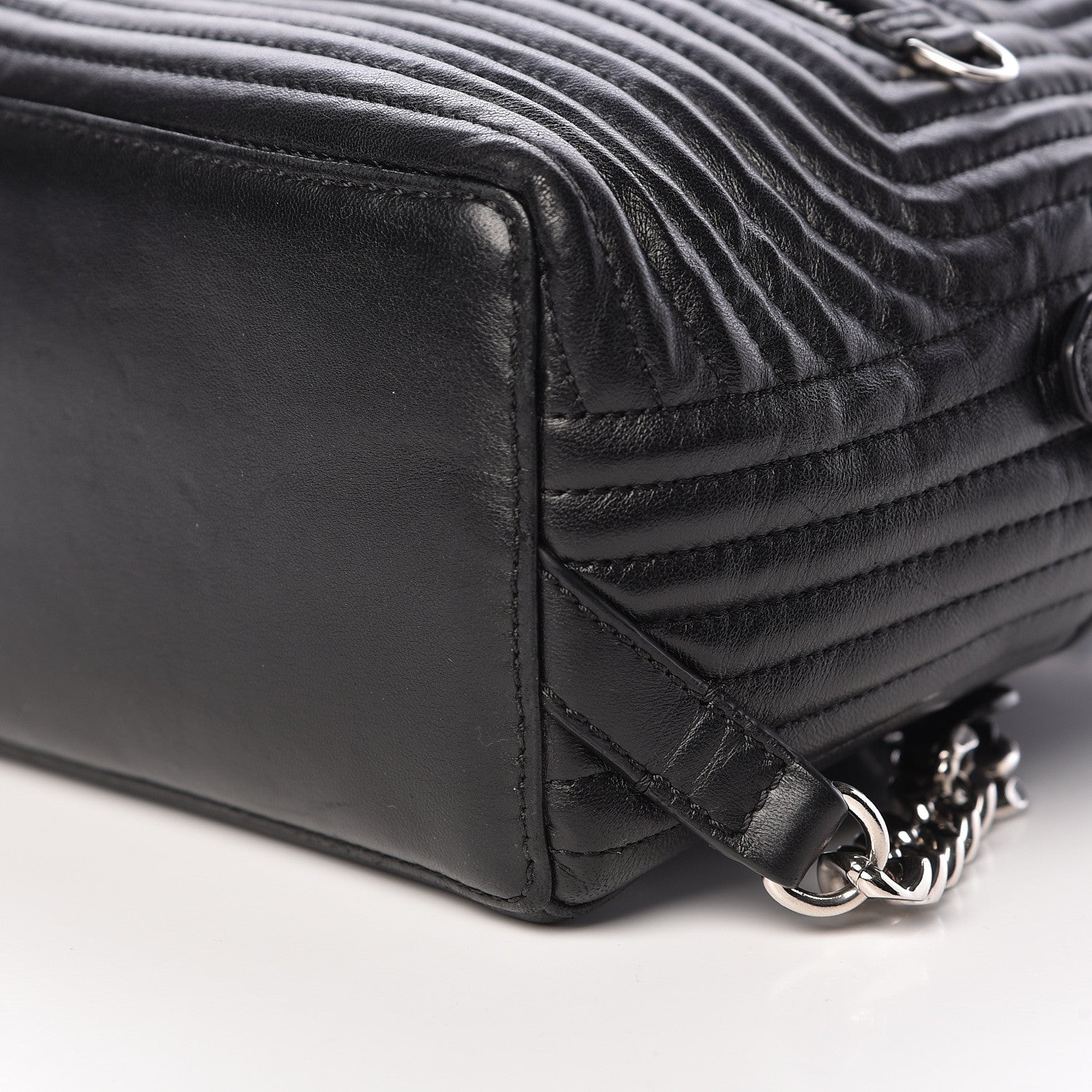 Fendi Shiny Nappa Trapuntata Mini Backpack Black 12 of 13