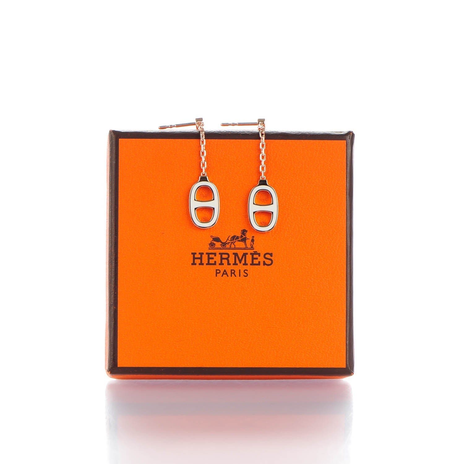 Hermes Lacquered Iliade Drop Earrings Ecru 6 of 6