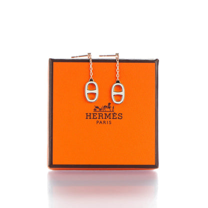 Hermes Lacquered Iliade Drop Earrings Ecru 6 of 6