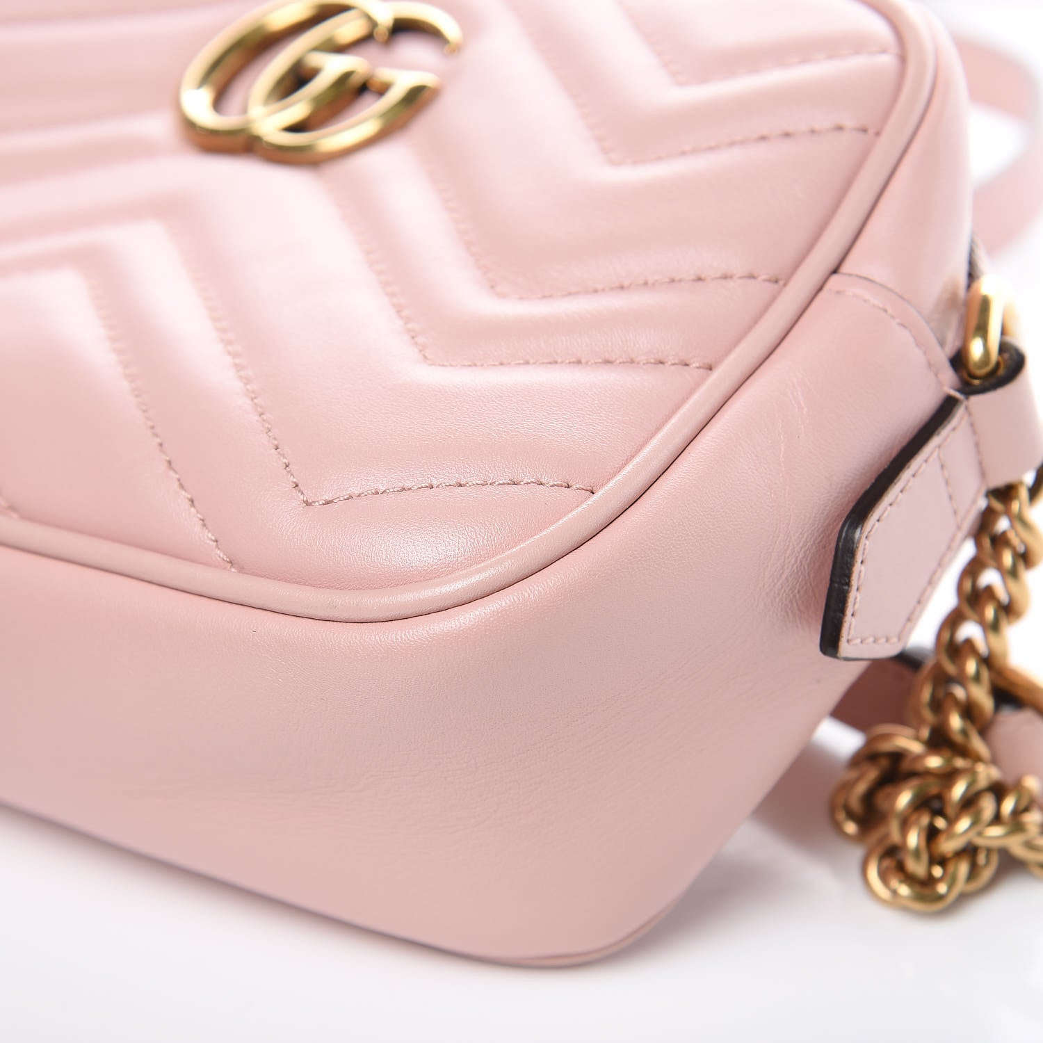 Gucci Calfskin Matelasse Mini GG Marmont Chain Shoulder Bag Perfect Pink 9 of 12