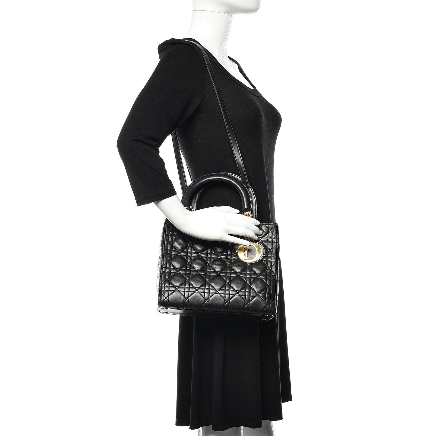Lambskin Cannage Medium Lady Dior Black