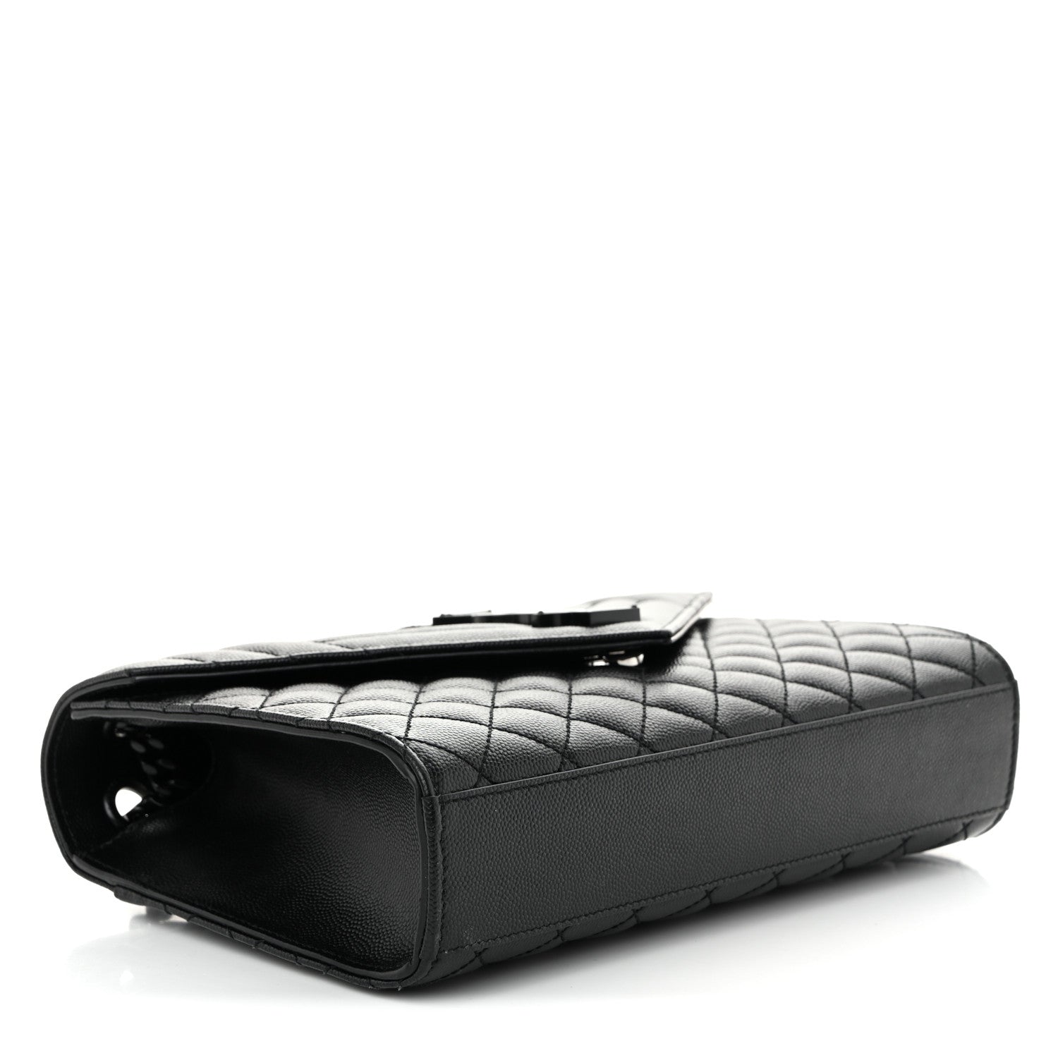Saint Laurent Grain De Poudre Textured Mixed Matelasse Triquilt Medium Monogram Monochrome Satchel Black 4 of 10