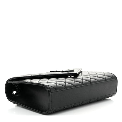 Saint Laurent Grain De Poudre Textured Mixed Matelasse Triquilt Medium Monogram Monochrome Satchel Black 4 of 10