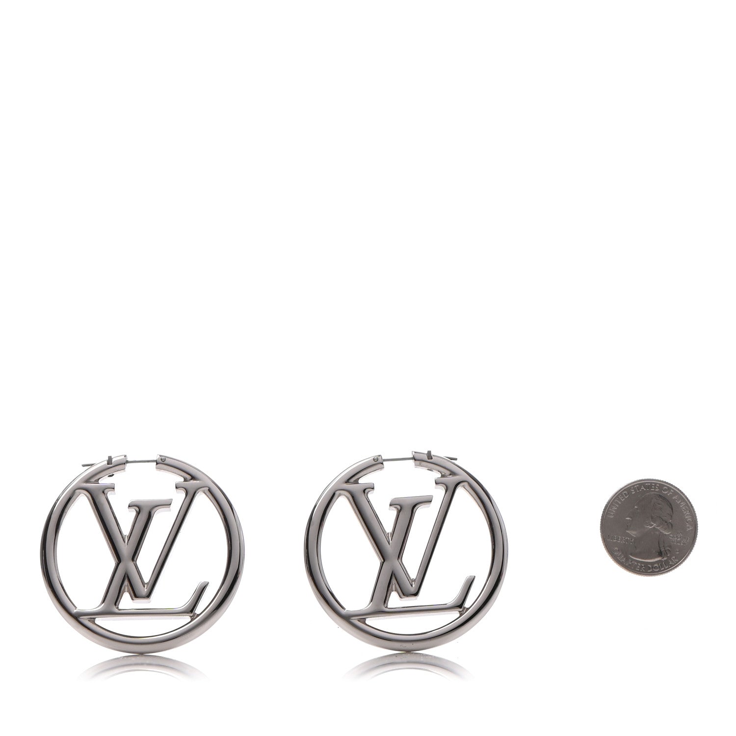 Louis Vuitton Palladium Louise Hoop Earrings Silver 2 of 5