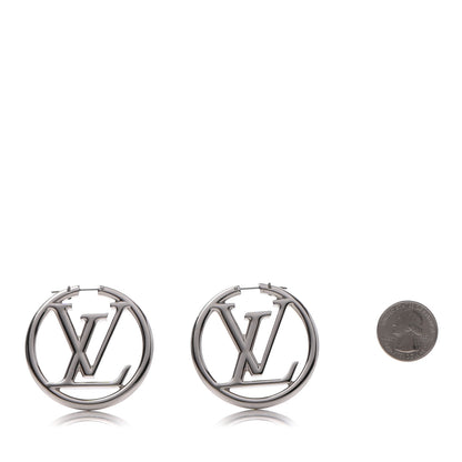 Louis Vuitton Palladium Louise Hoop Earrings Silver 2 of 5
