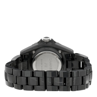 Chanel Stainless Steel Ceramic Diamond 33mm J12 Quartz Watch Black 3 of 5