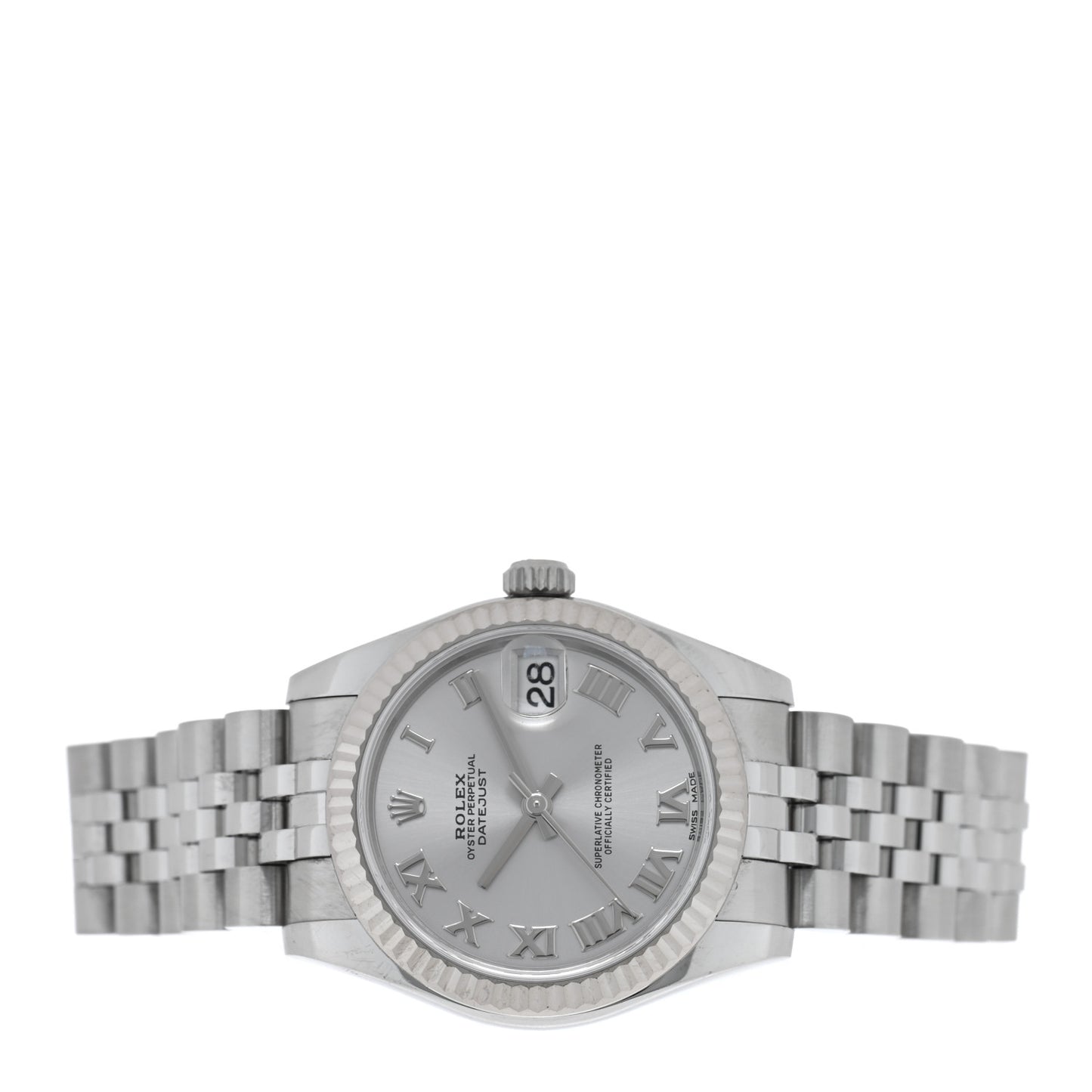 Stainless Steel 18K White Gold 31mm Oyster Perpetual Datejust Watch Silver Roman 178274