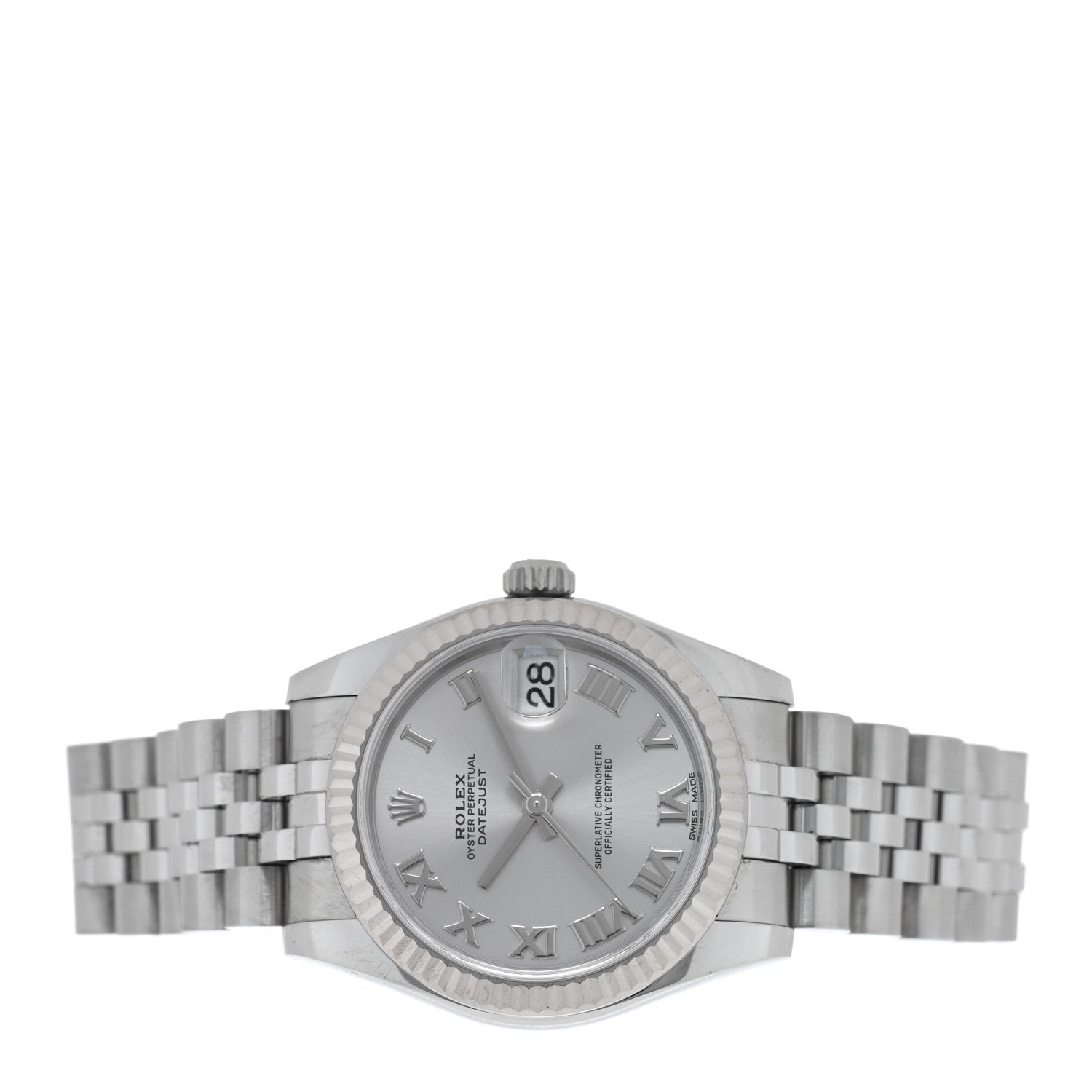 Rolex Stainless Steel 18K White Gold 31mm Oyster Perpetual Datejust Watch Silver Roman 178274 2 of 5