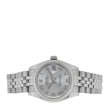 Rolex Stainless Steel 18K White Gold 31mm Oyster Perpetual Datejust Watch Silver Roman 178274 2 of 5