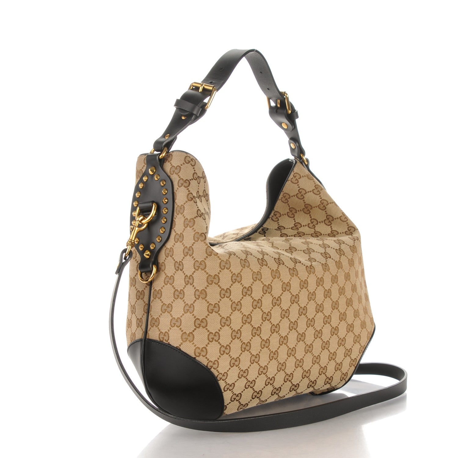 Gucci Monogram Medium Patti Stud Hobo Black 3 of 8