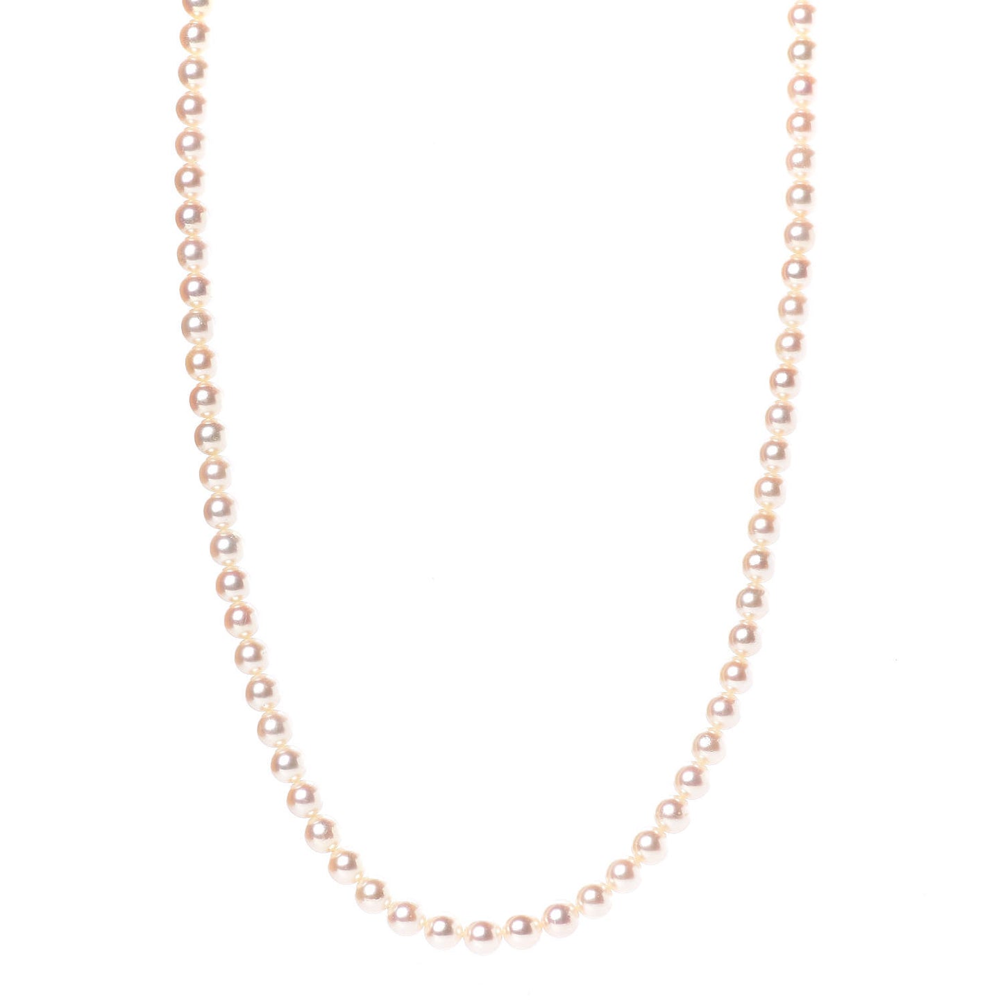 14K White Gold Akoya Pearl 6-6.5mm Strand Necklace 22"