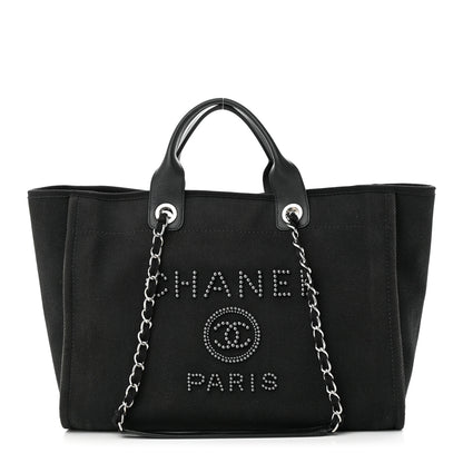 Chanel Canvas Pearl Medium Deauville Tote Black 1 of 11
