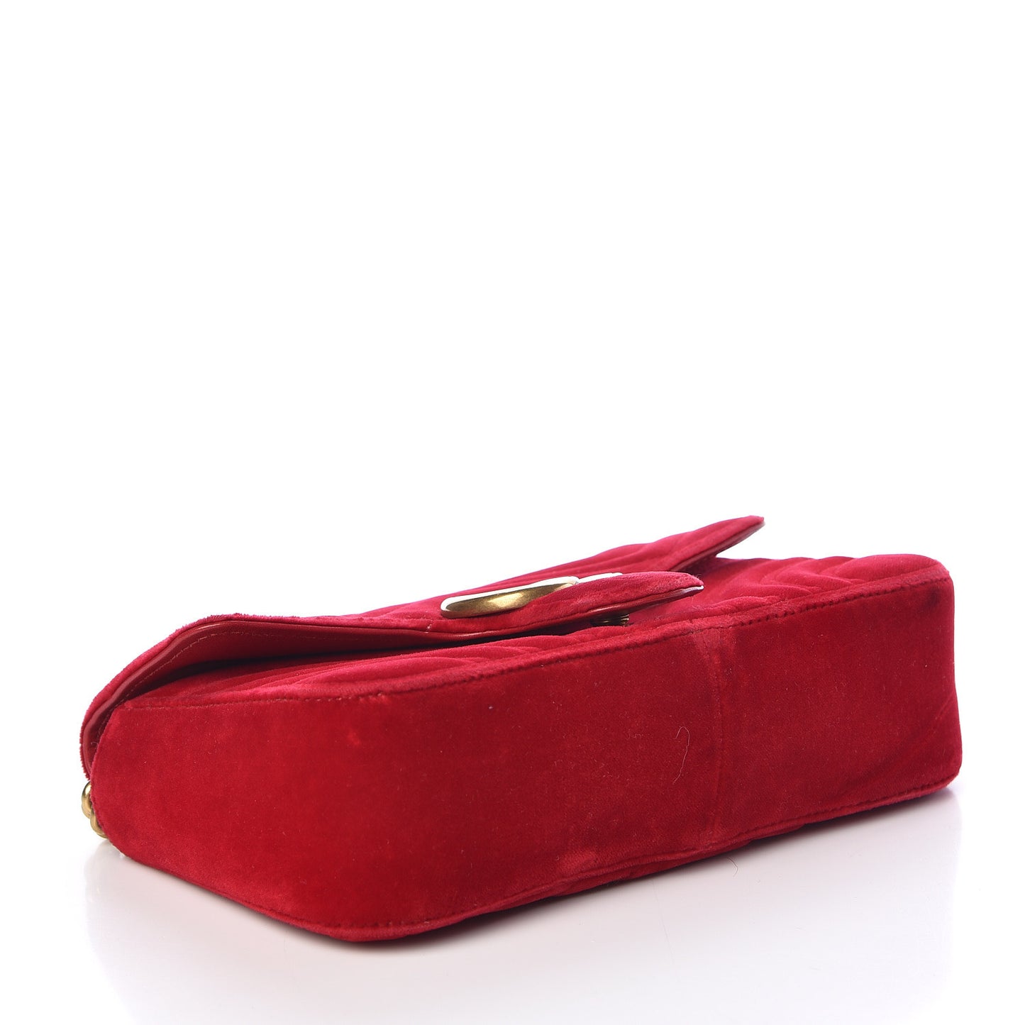 Velvet Matelasse Mini GG Marmont Shoulder Bag Hibiscus Red