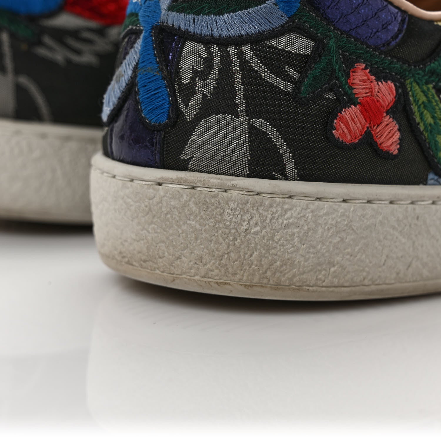 Gucci Lurex Brocade Web Nappa Ace Sneakers 9 Black Pink Oro Vecchio 8 of 10