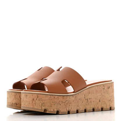 Hermes Calfskin Cork Eze 30 Sandals 37 Marron Glaise 3 of 10