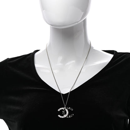 Chanel Lambskin Baguette Crystal CC Necklace Black Silver 2 of 7