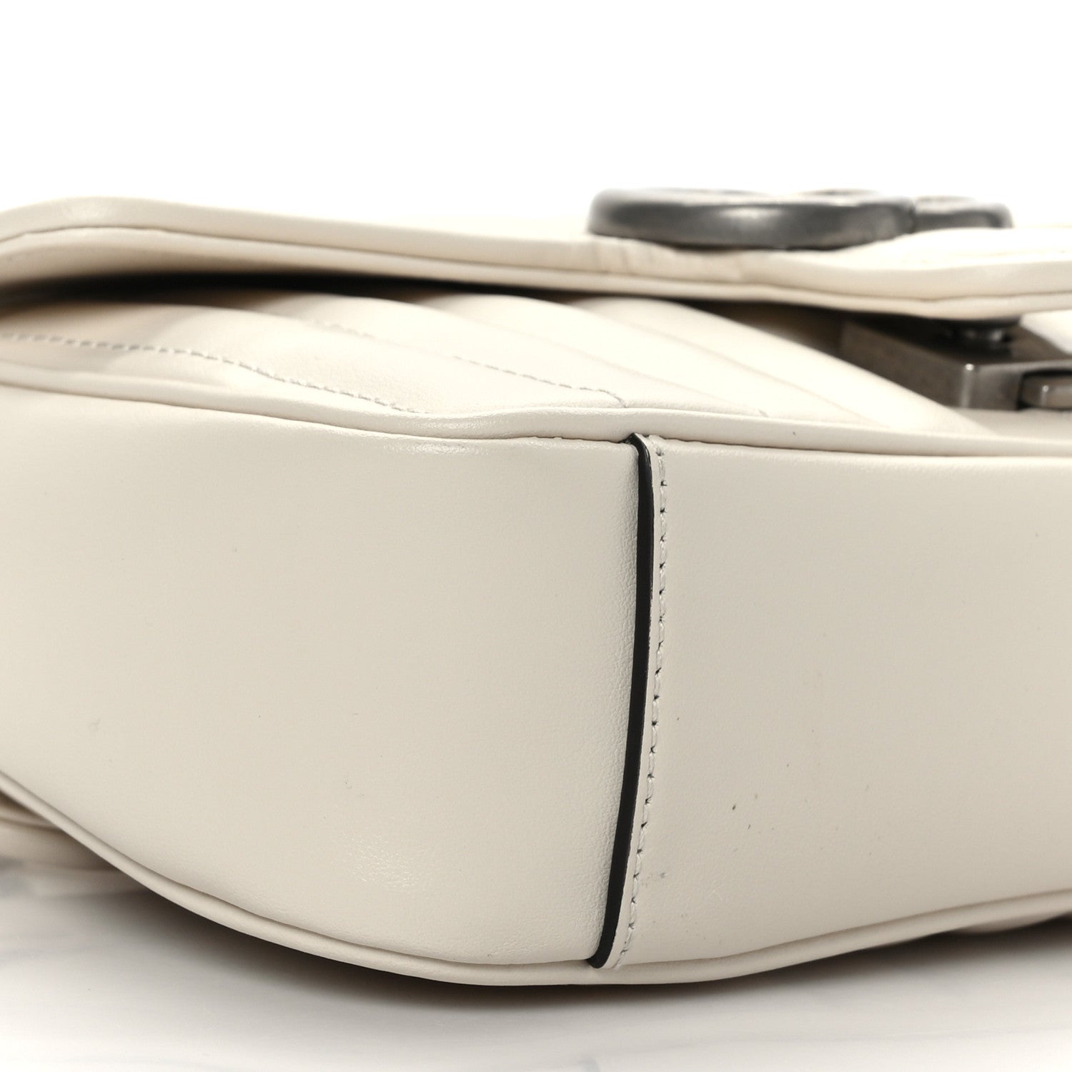 Gucci Calfskin Matelasse Aria Mini GG Marmont Shoulder Bag Mystic White 8 of 9