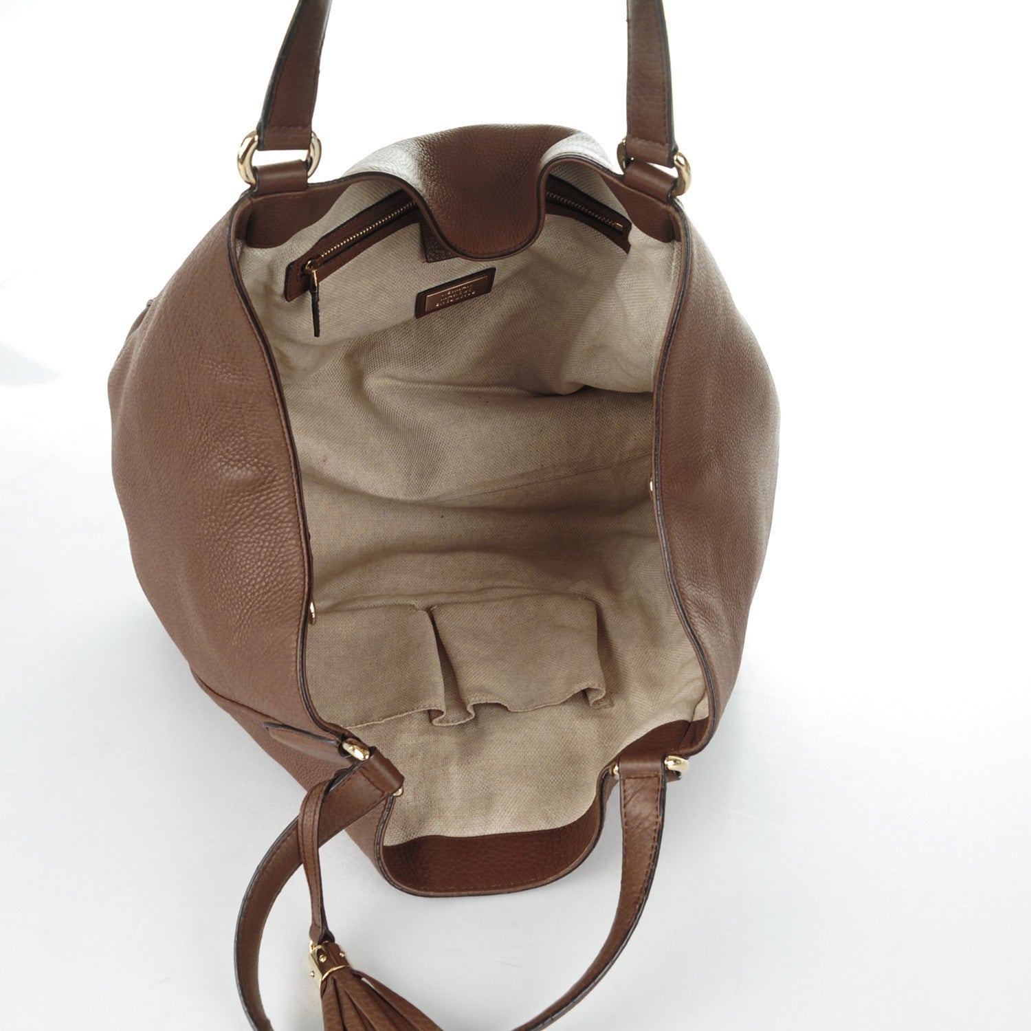 Gucci Pebbled Calfskin Medium Soho Shoulder Bag Brown 5 of 9
