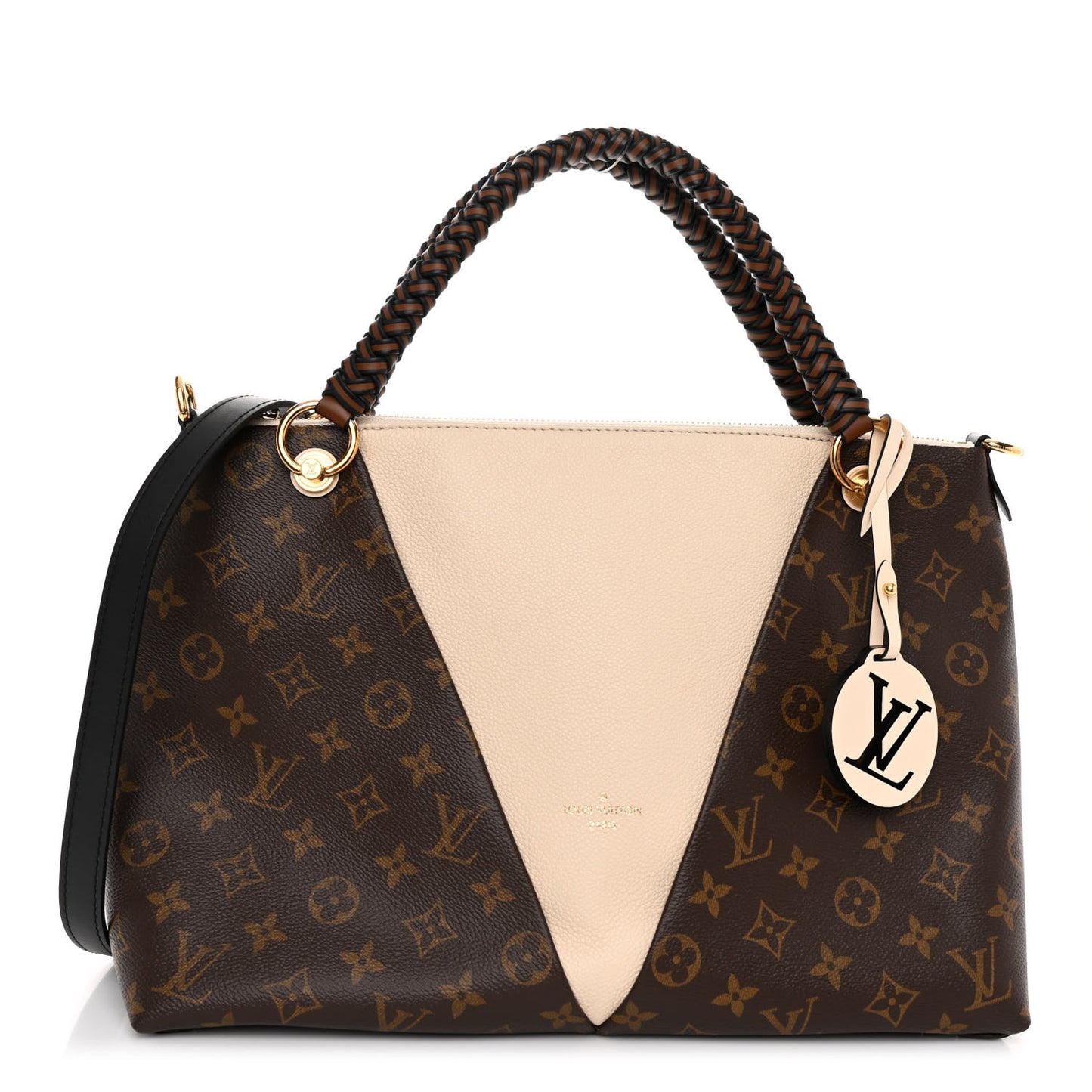 Monogram Braided V Tote MM Creme