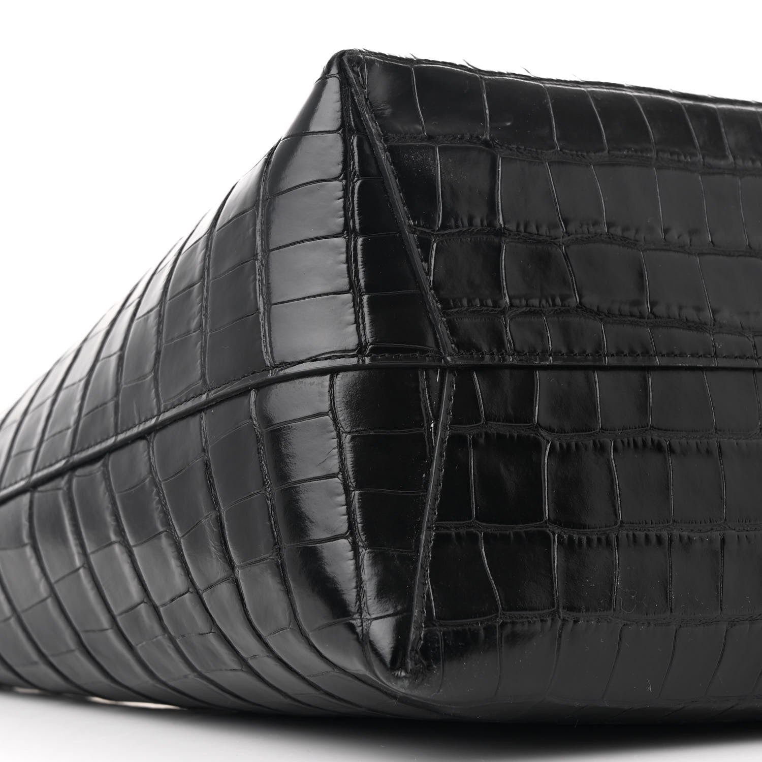 Mansur Gavriel Calfskin Crocodile Embossed Large Shopping Tote Black 10 of 12