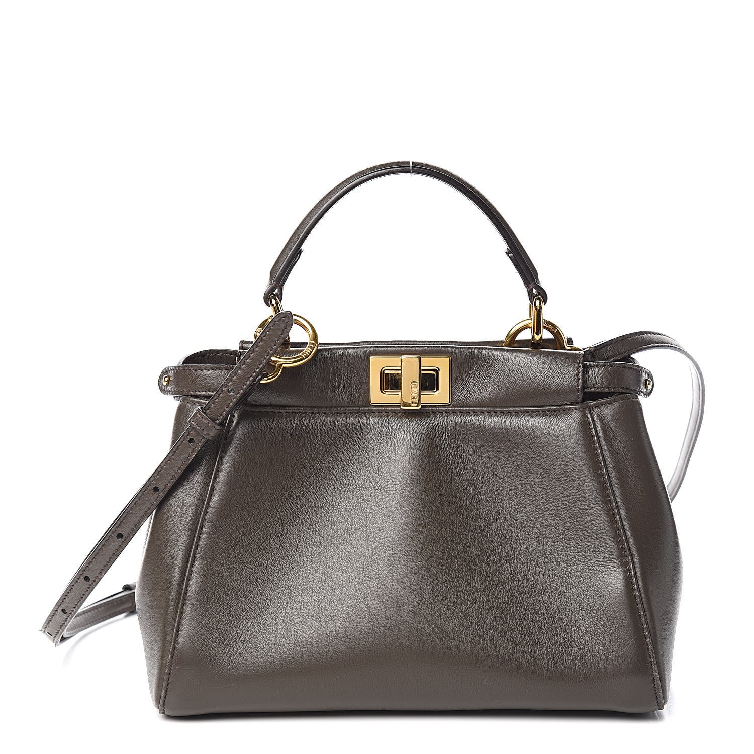 Fendi Nappa Mini Peekaboo Iconic Satchel Carbone 1 of 15