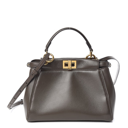 Fendi Nappa Mini Peekaboo Iconic Satchel Carbone 1 of 15