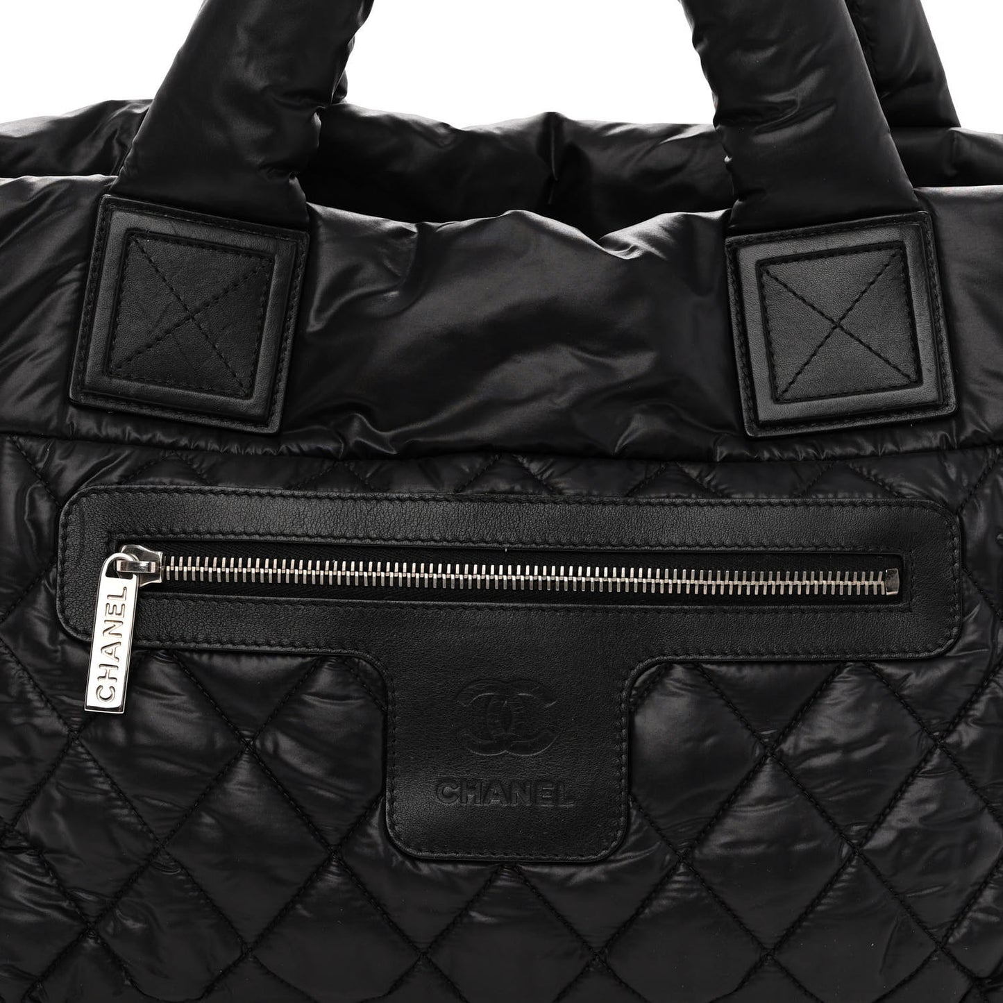 Nylon Quilted Small Coco Cocoon Tote Black
