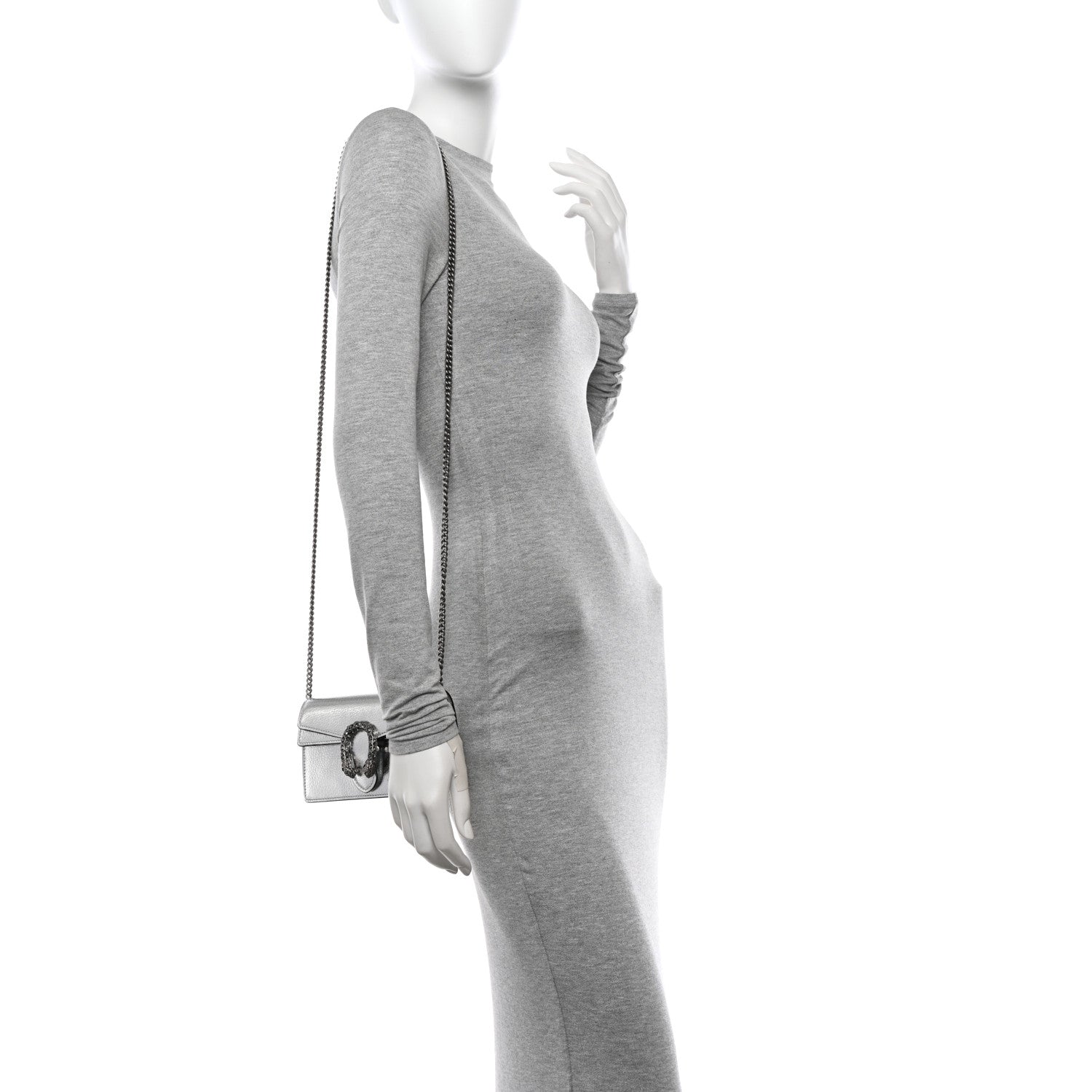 Gucci Metallic Calfskin Super Mini Dionysus Shoulder Bag Silver 2 of 10