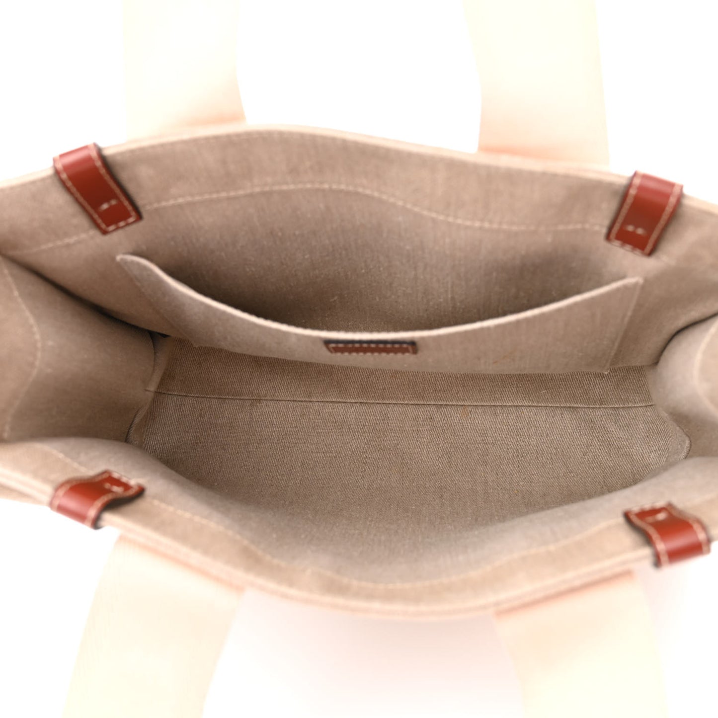 Linen Calfskin Medium Woody Ribbon Tote White Brown