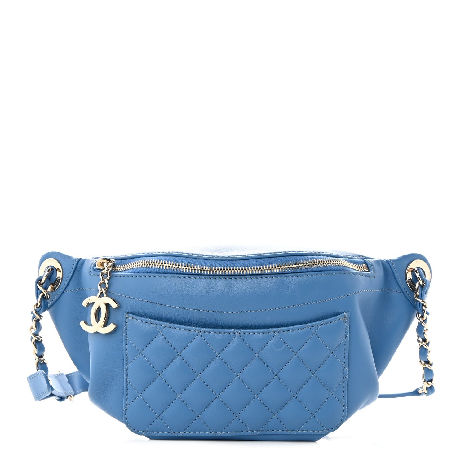 Chanel Lambskin Quilted Bi Waist Bag Fanny Pack Blue 1 of 10