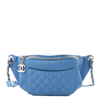 Chanel Lambskin Quilted Bi Waist Bag Fanny Pack Blue 1 of 10