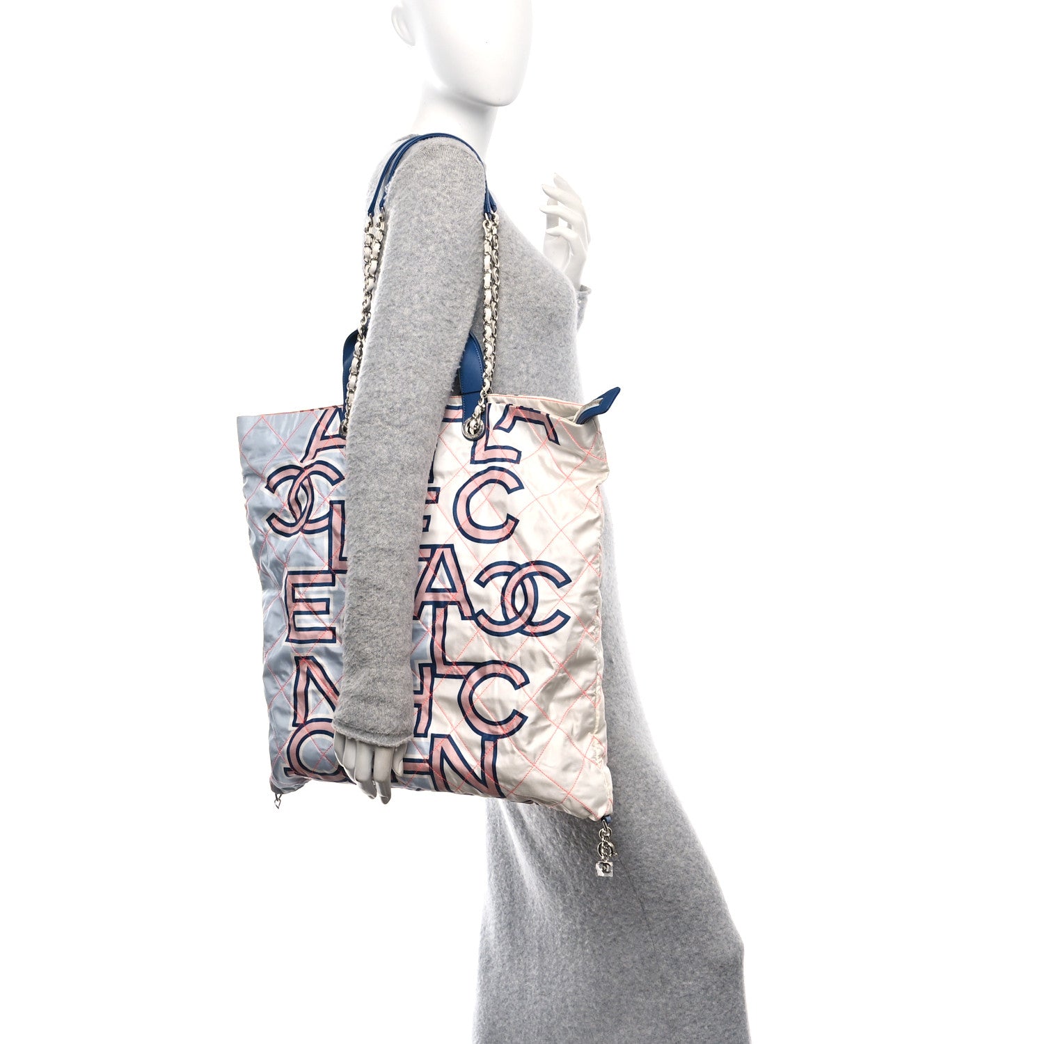 Chanel Nylon Stitched Printed Logo Shopping Bag Multicolor 2 of 10