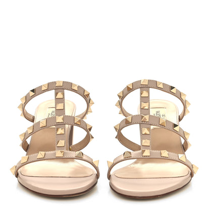 Valentino Garavani Calfskin Rockstud 60mm Caged Slide Sandals 37 Poudre 2 of 8