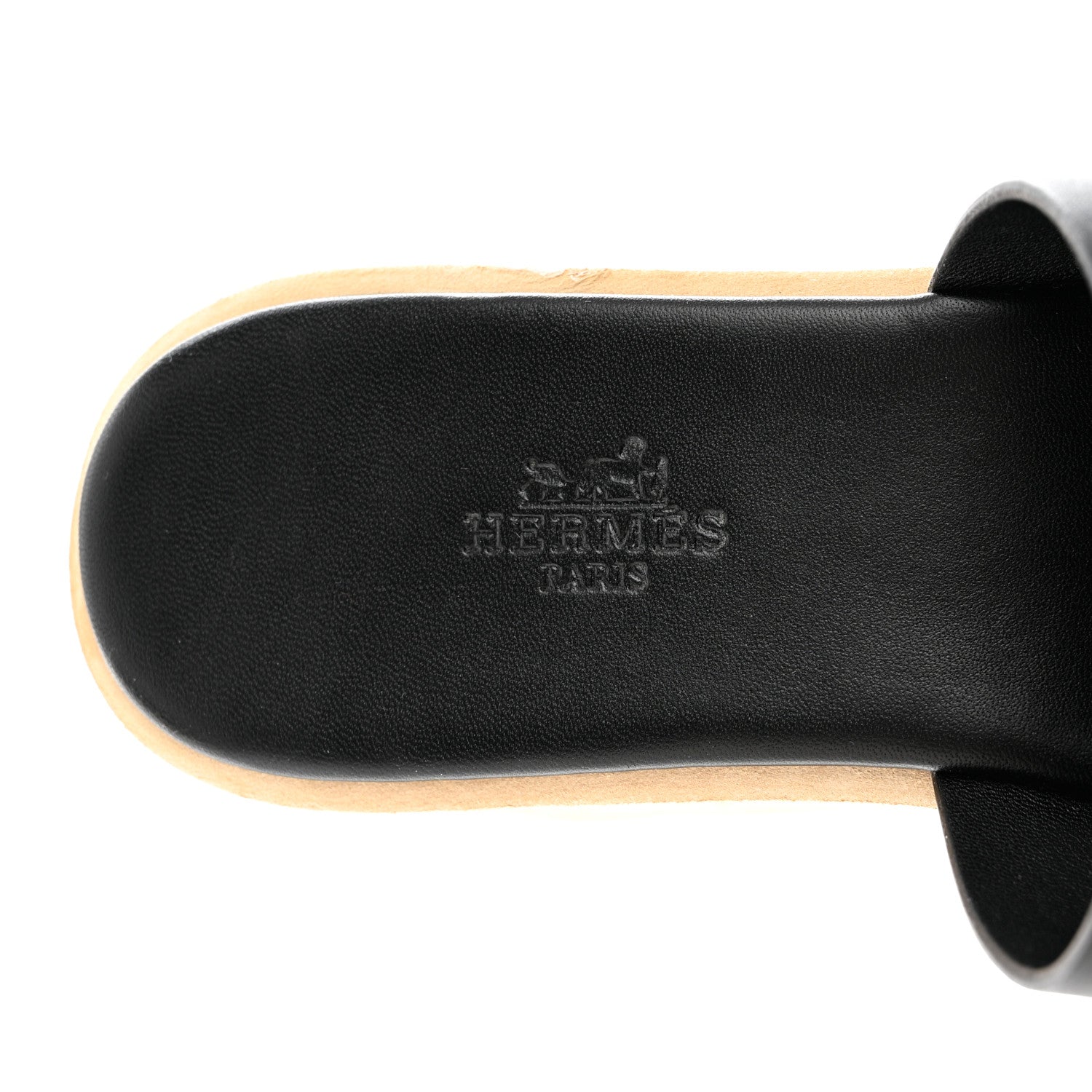 Hermes Calfskin Cork Eze 30 Sandals 36 Black 7 of 11
