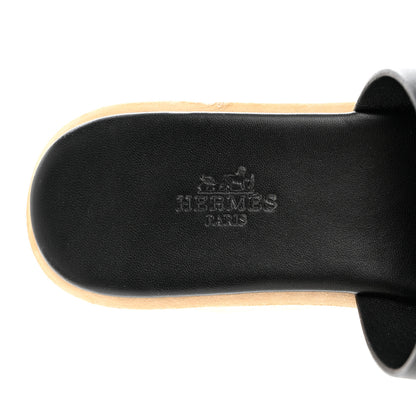 Hermes Calfskin Cork Eze 30 Sandals 36 Black 7 of 11